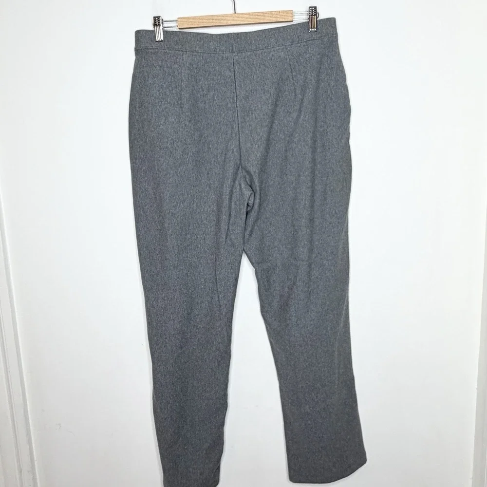 LL Bean Perfect Fit Fleece Backed Straight Leg Pants Gray Womens Size L Stretch